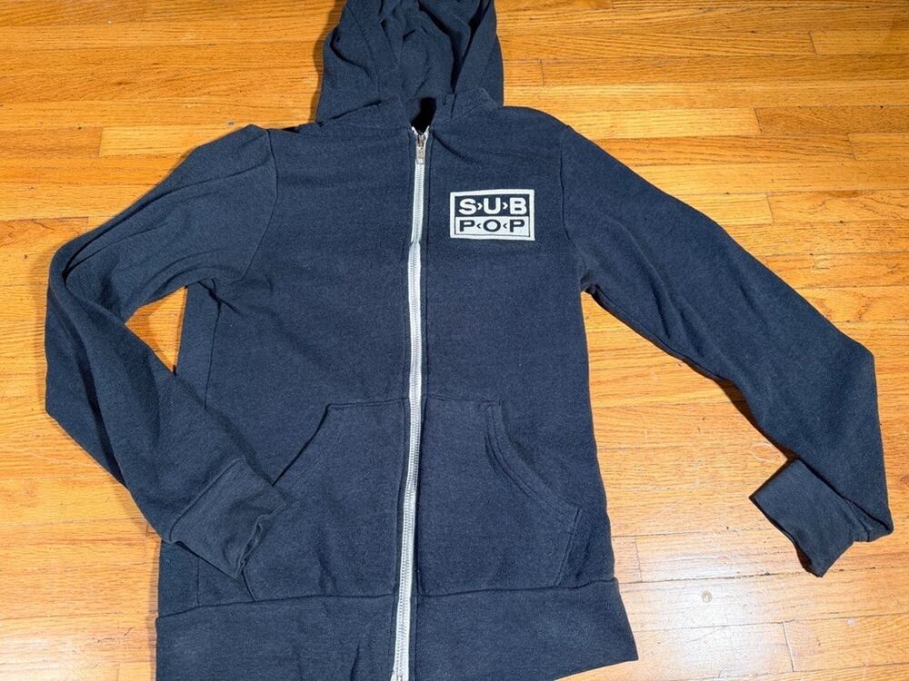 Sub Pop Records Black Full Zip Hoodie Alternative Apparel Grunge Seattle XS